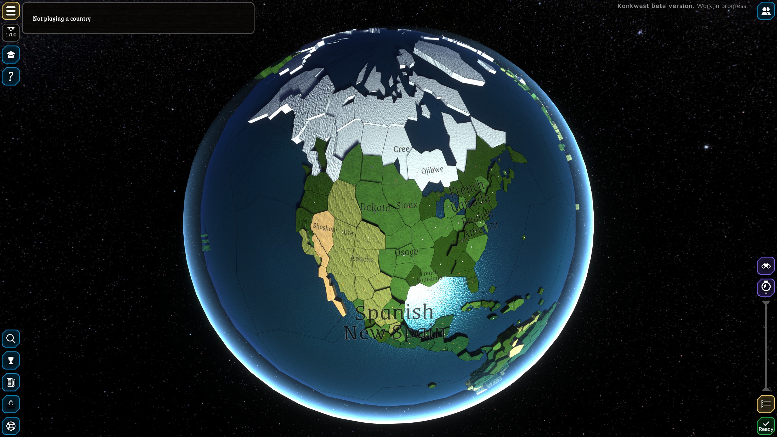 screenshot of North America in the terrain map mode